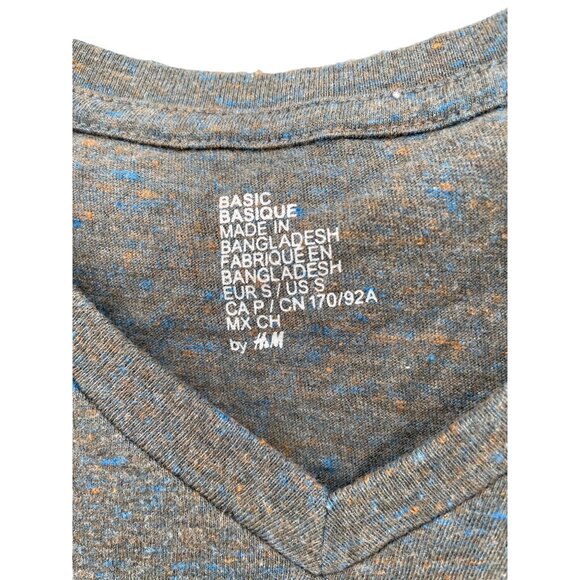 H&M Men's Small S Basic V-Neck T-Shirt Gray Speckled - Picture 3 of 9